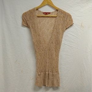 J.J. Basics • cream color deep V knit top